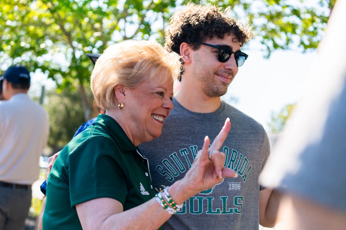 President Law with student