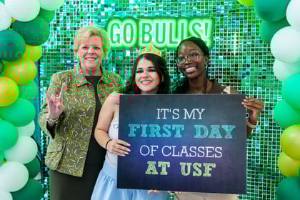 President Law with new USF students
