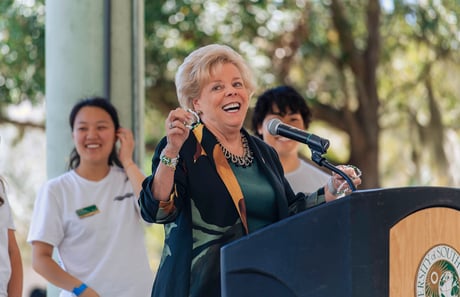 President Law at Homecoming kickoff event