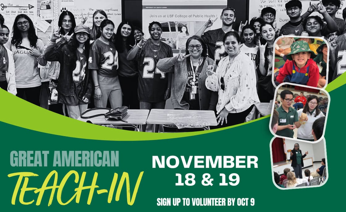 Great American Teach-In. November 18 and 19. Sign up to volunteer by Oct. 9.