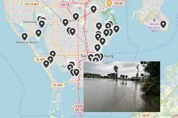 Hurricane flooding map and photo